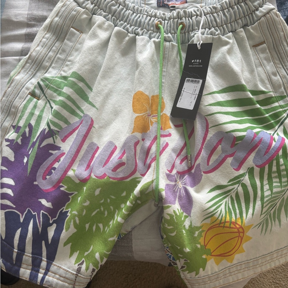 Vibe Just Don Tropical Print Shorts
